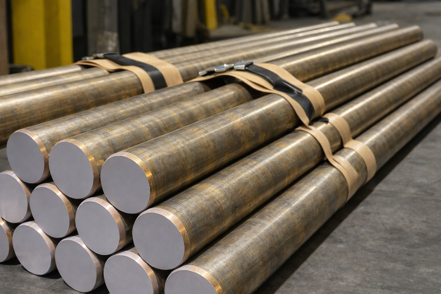 Stacked aluminium alloy round rods by Overseas Aluminium Alloys LLP, Stockist & Suppliers in India