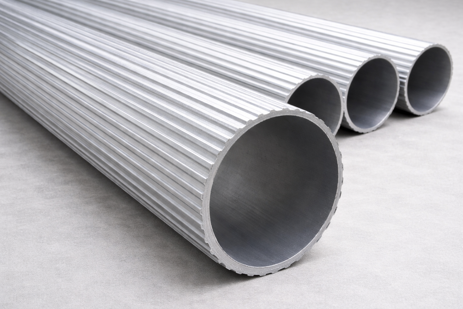Grooved fluted aluminium decorative round pipe by Overseas Aluminium